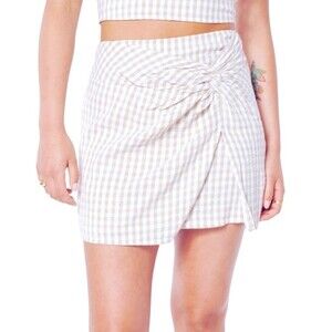 * FREE W/ any Purchase! * - Hollister Pink White Twist Mini Skirt Small Gingham